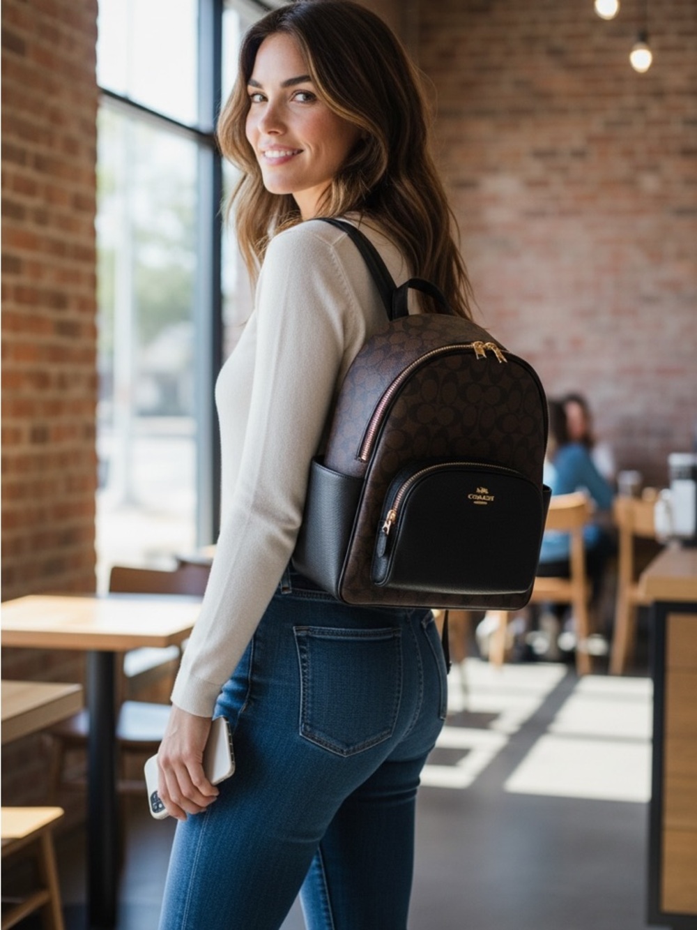 Coach Signature Mini Backpack Brown Black PVC Leather Gold Tone Women - Picture 2 of 14